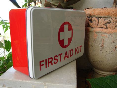 antique first aid kit metal box|vintage style first aid box.